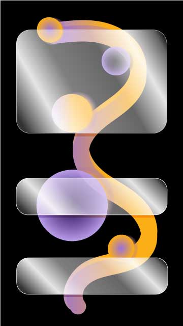 Abstraktes Template mit leuchtenden Formen und leeren Textfeldern