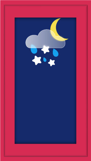 Template mit Wettericon, Mond, Wolke, Regen und Schneee