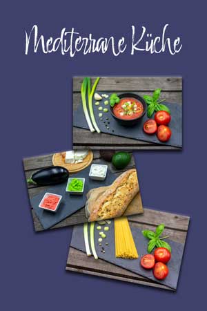 Template fr mediterane Kche, mit verschiedenen Fotos