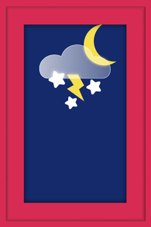 Template mit Wettersymbol für die Nacht, Mond, wolke, schnee und Blitz