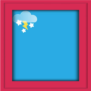 Template mit Wettersymbol für den Tag, Wolken, Schnee und Blitz